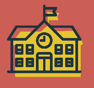Icono de un edificio que representa una escuela